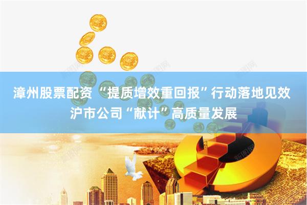 漳州股票配资 “提质增效重回报”行动落地见效 沪市公司“献计”高质量发展